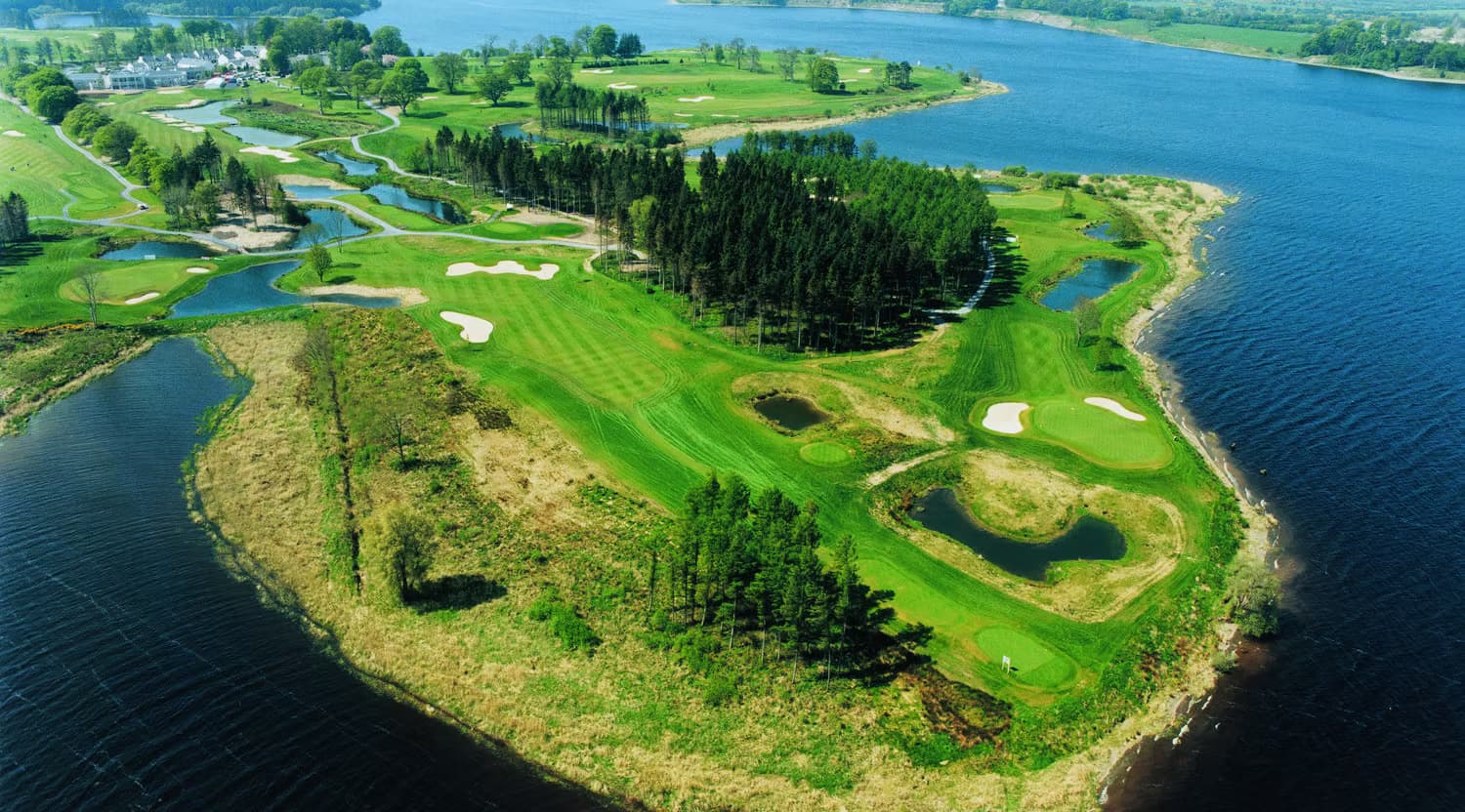 Aerial view of Tulfarris Holiday Village and Blessington Lakes