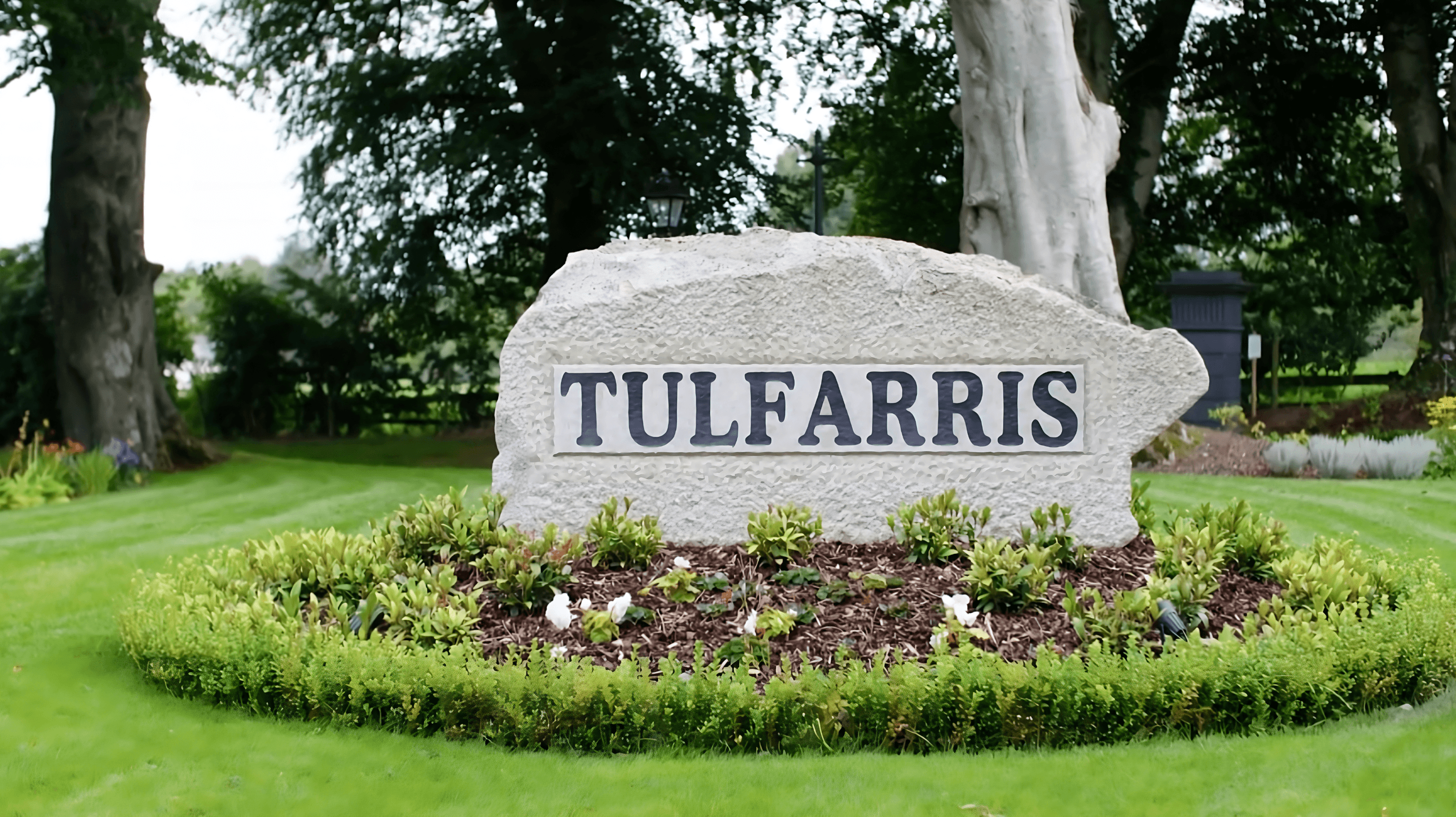 Tulfarris Village stone entrance sign in Blessington, Wicklow